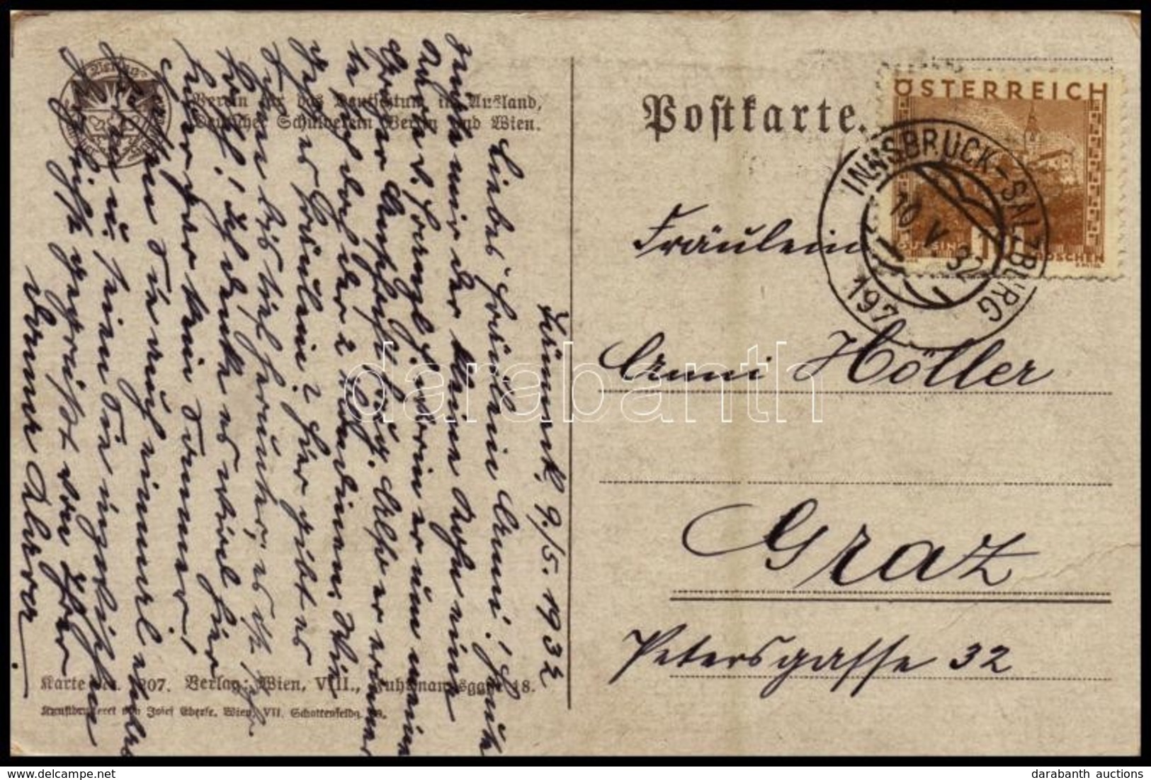 1932 Képeslap INNSBRUCK-SALZBURG 197 Mozgóposta Bélyegzéssel - Other & Unclassified