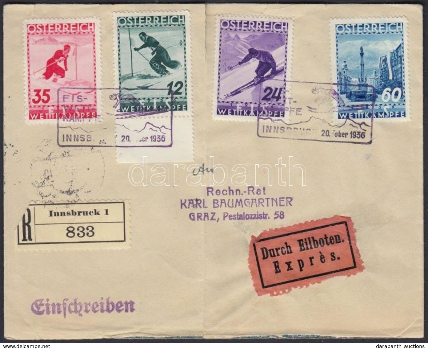 1936 Síverseny Sor Mi 623-626 FDC-n - Sonstige & Ohne Zuordnung