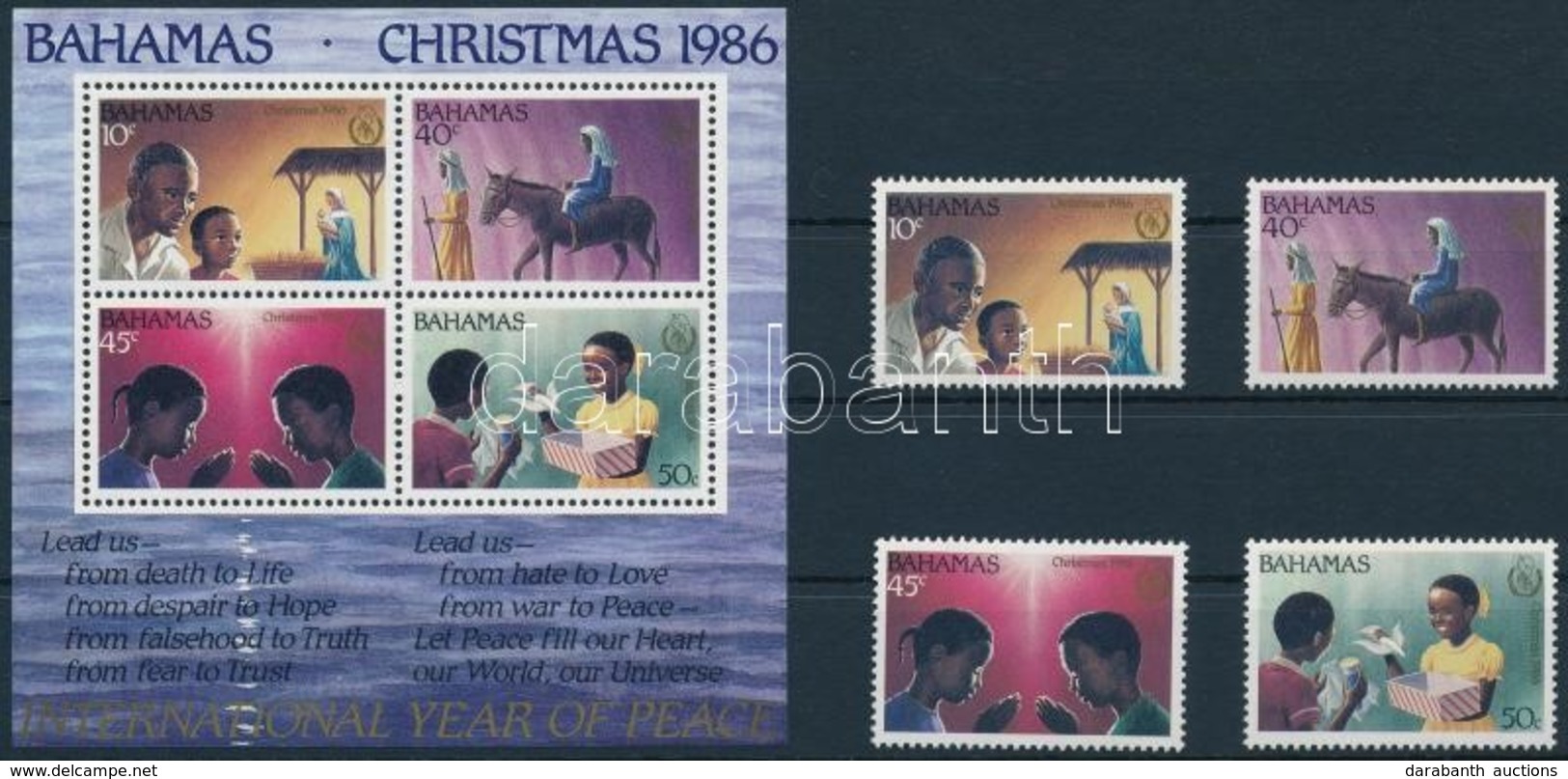 ** 1986 Karácsony, Béke Sor + Blokk,
Christmas, Peace Set + Block
Mi 636-639 + Mi 50 - Other & Unclassified