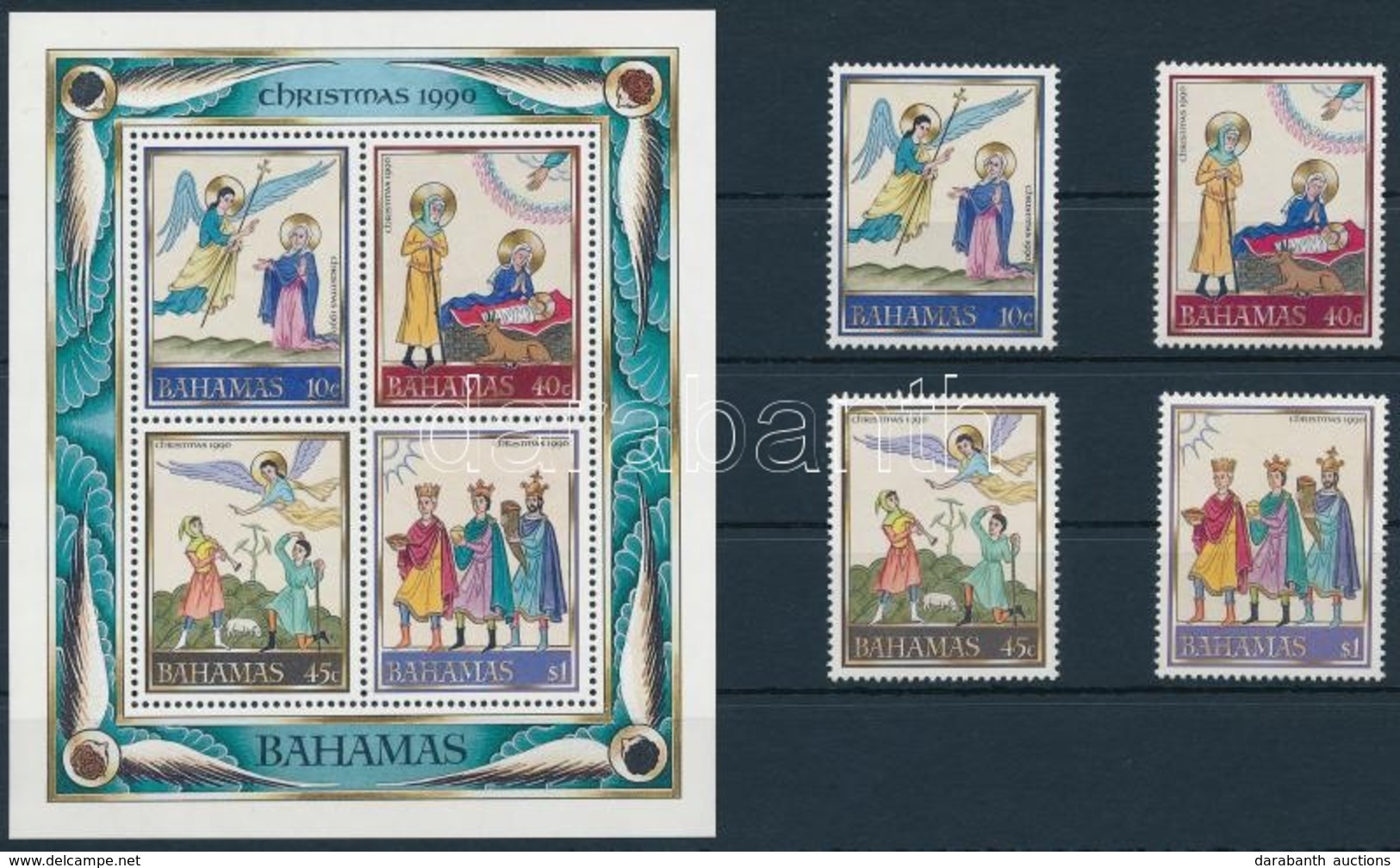 ** 1990 Karácsony Sor + Blokk,
Christmas Set + Block
Mi 733-736 + Mi 63 - Other & Unclassified