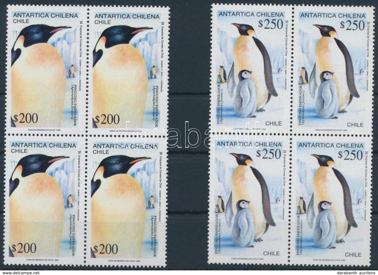 ** 1992 Pingvinek Sor Négyestömbökben,
Penguin Set In Blocks Of 4
Mi 1525-1526 - Autres & Non Classés