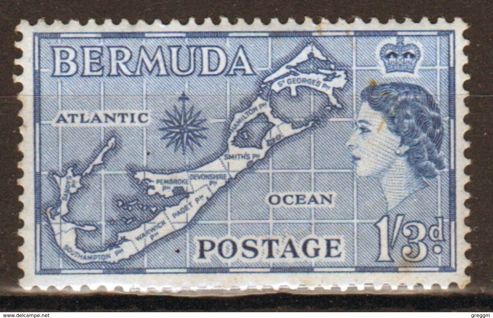 Bermuda Elizabeth II 1/3d Single Stamp From The 1953 Definitive Set. - Bermuda