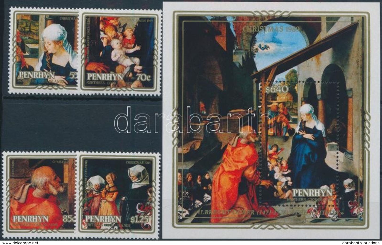** 1989 Karácsony, Dürer Festmények Sor + Blokk,
Christmas, Dürer Paintings Set + Block
Mi 505-508 + Mi 83 - Autres & Non Classés