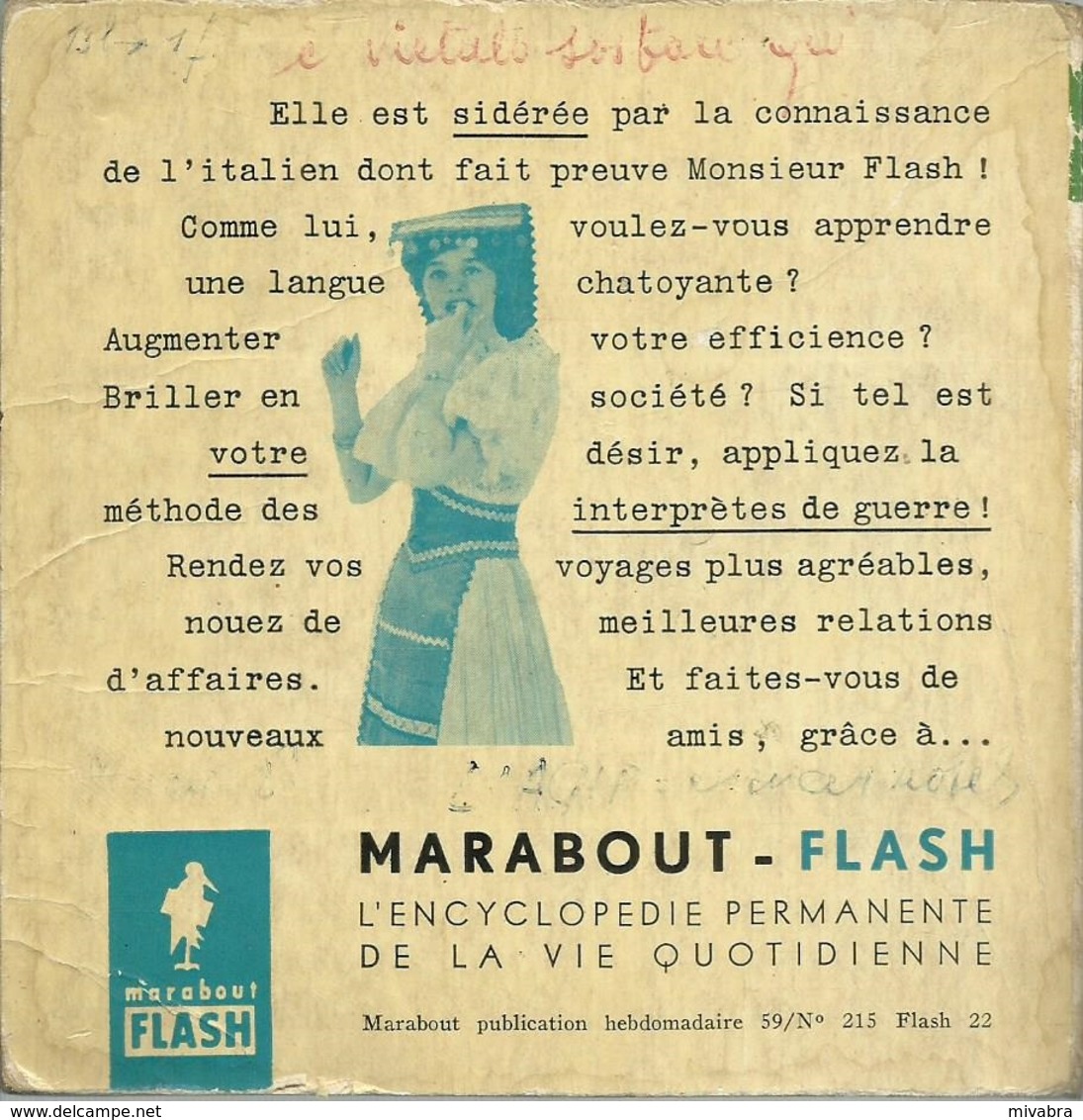 JE PARLE ITALIEN - MARABOUT FLASH N° 22 - 1959 - Dictionnaires