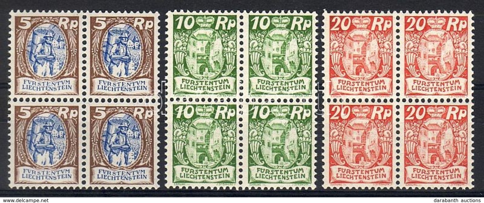 ** 1924 Forgalmi Mi 66, 68, 70 Négyes Tömbökben / Blocks Of 4 - Sonstige & Ohne Zuordnung
