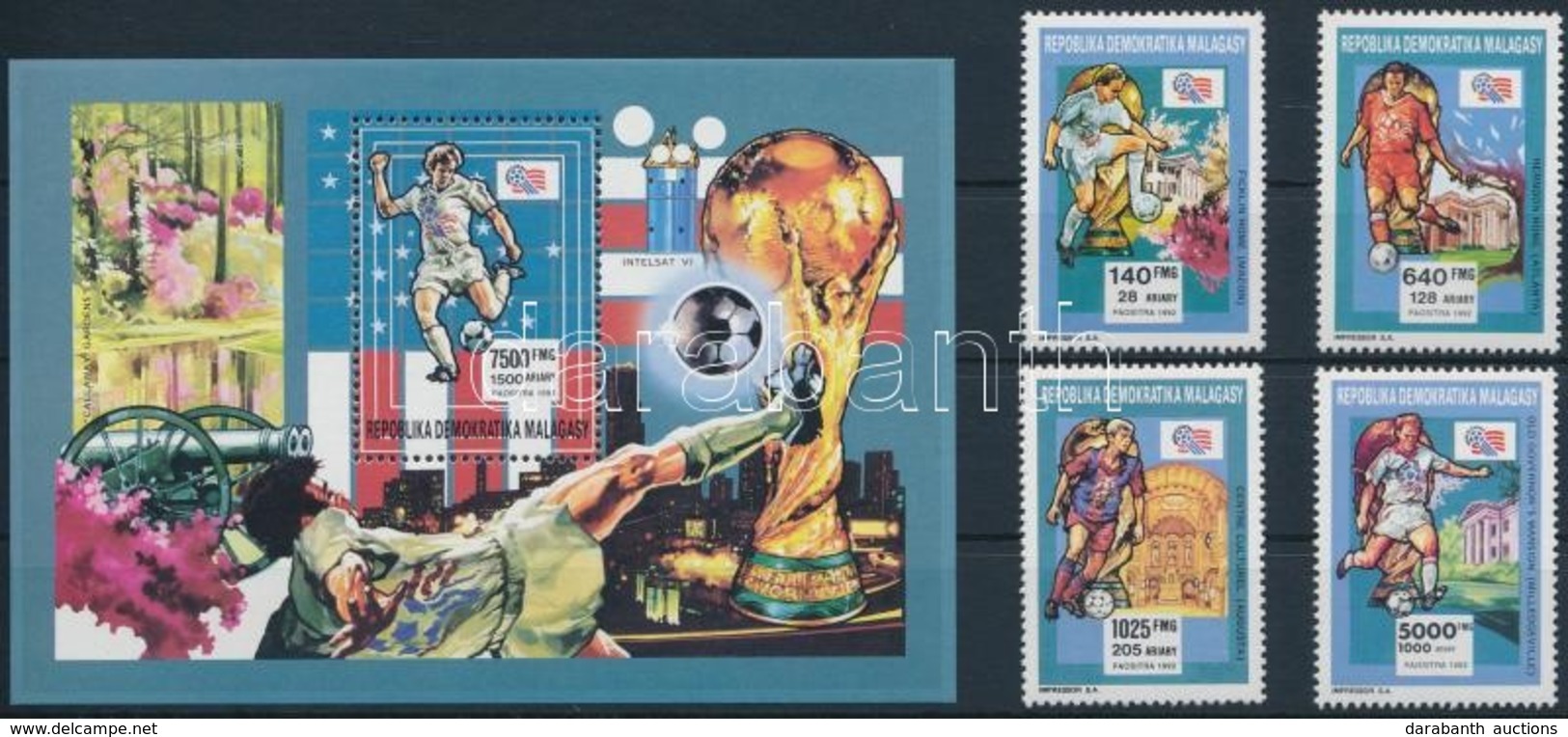 ** 1992 Labdarúgó-világkupa 1994, USA Sor + Blokk,
Football World Cup 1994, USA Set + Block
Mi 1399 A - 1402 A + Mi 201  - Sonstige & Ohne Zuordnung