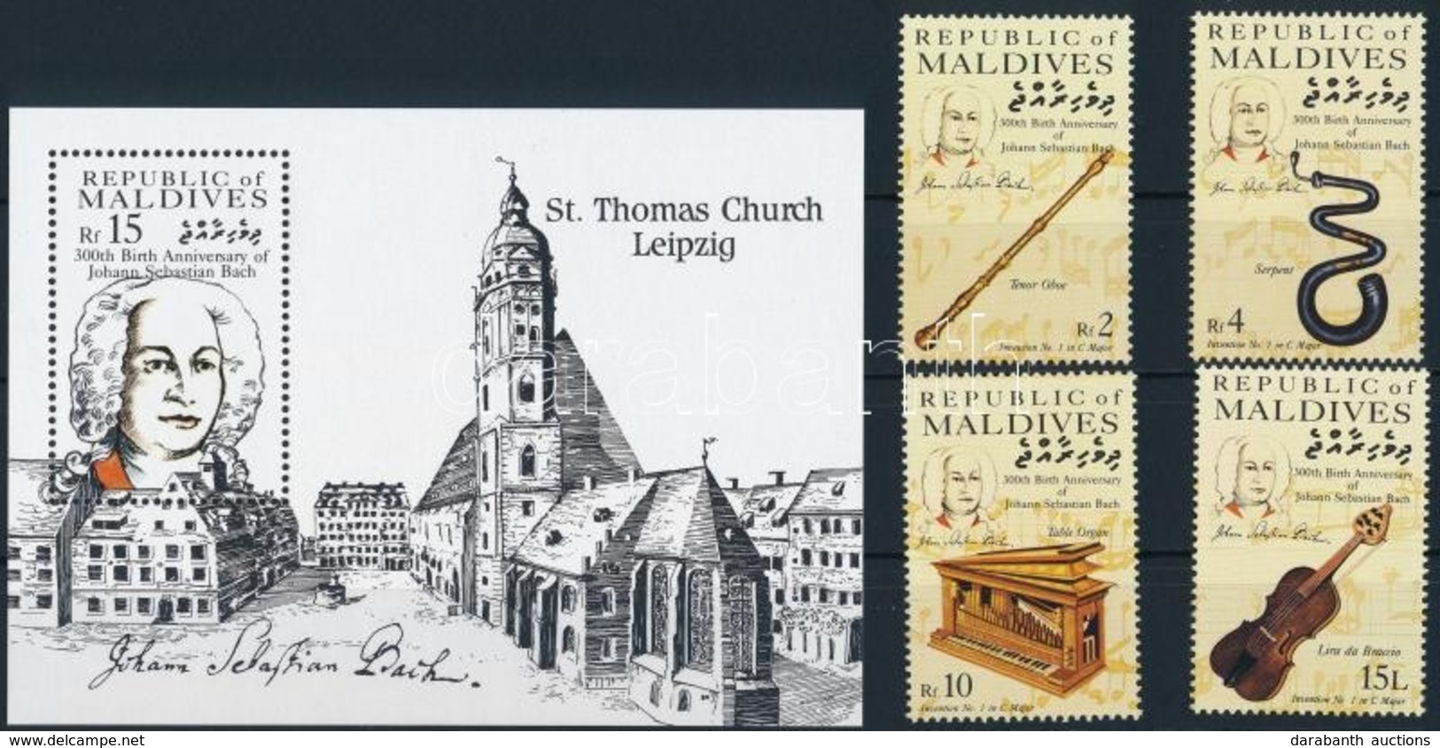 ** 1985 Johann Sebastian Bach Sor + Blokk,
Johann Sebastian Bach Set + Block
Mi 1115-1118 + Mi 109 - Other & Unclassified