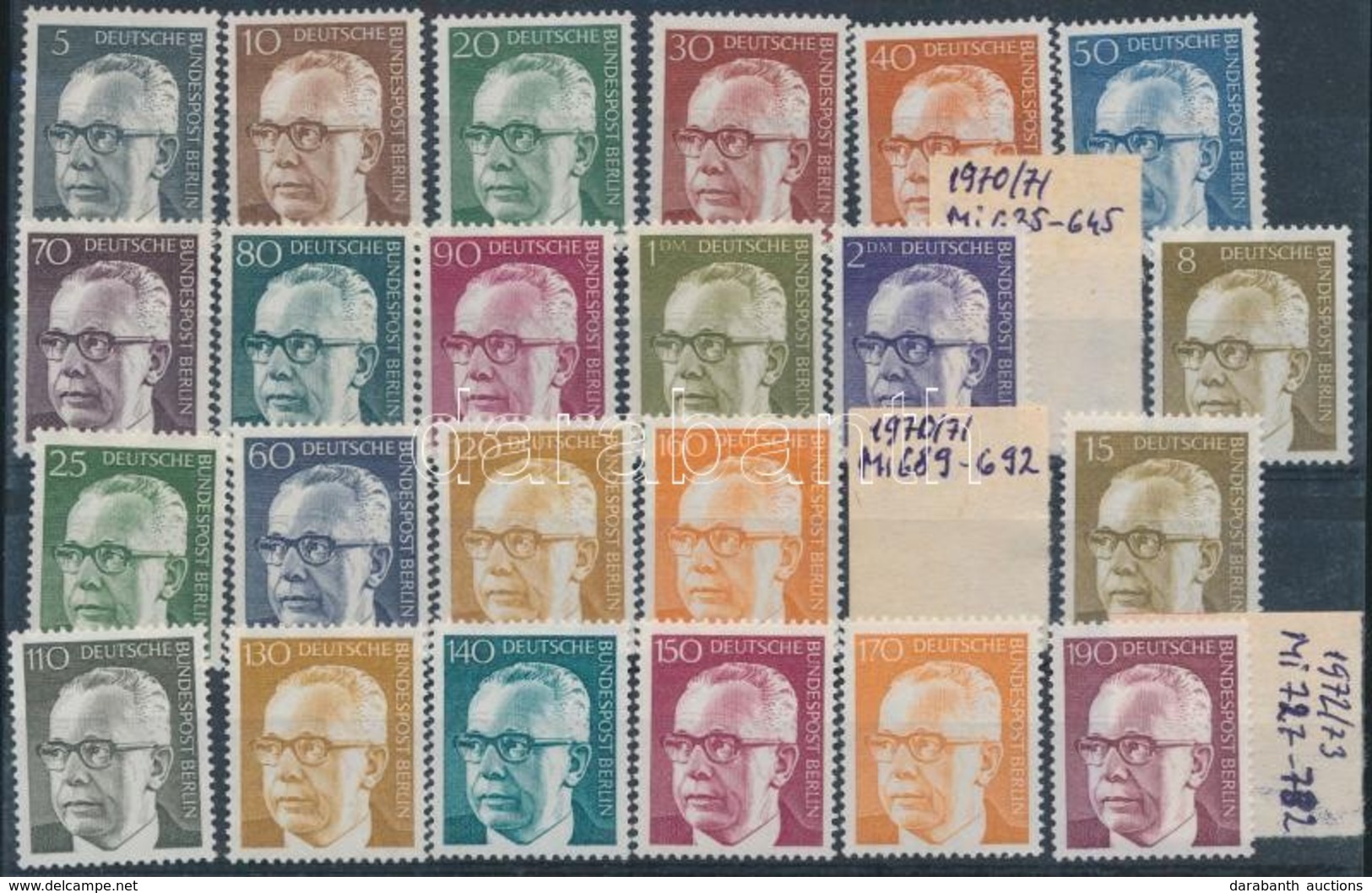 ** 1970-1972 Gustav Heinemann Mi 635-645, 689-692, 727- 732 - Other & Unclassified