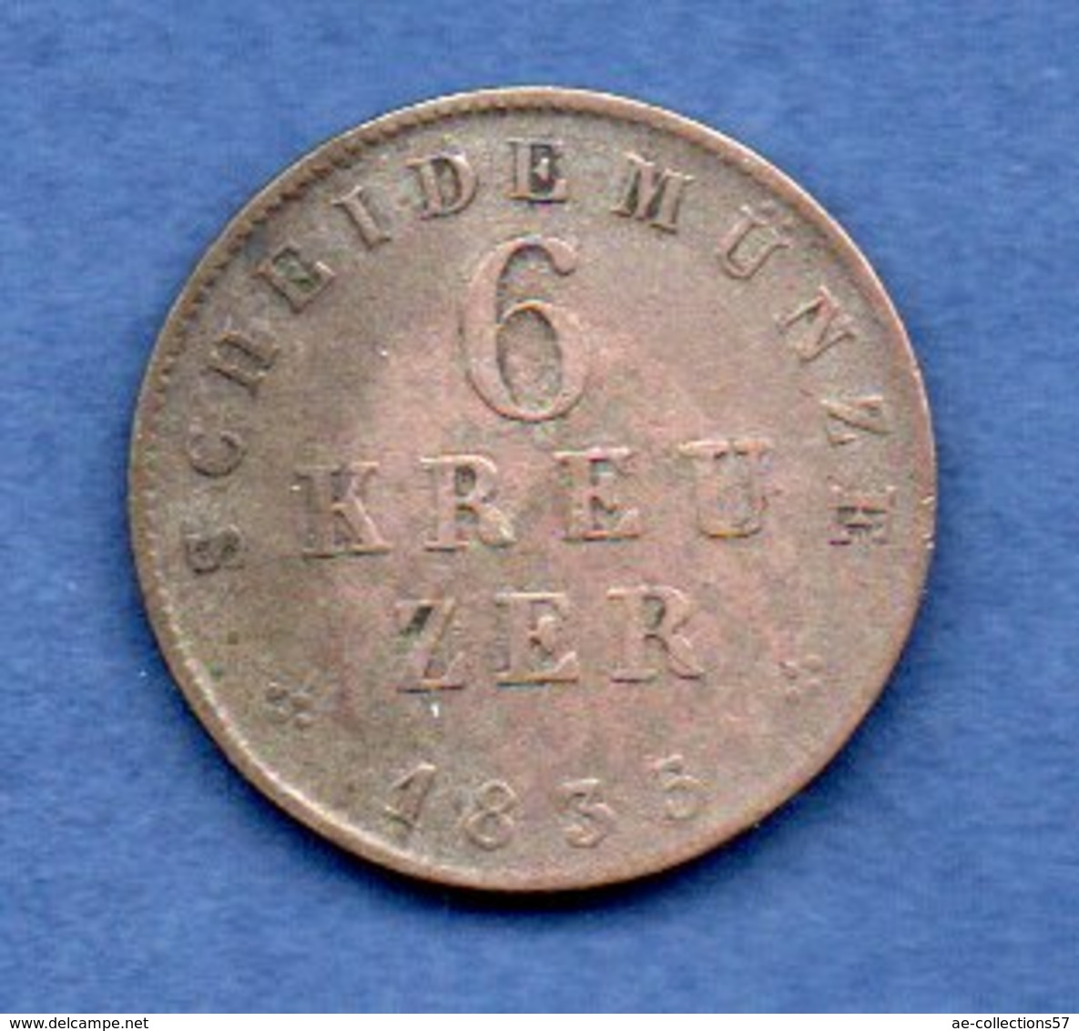 Hessen Cassel  --  6 Kreuzer 1835  -- Km # 297  -  état  TB+ - Monedas Pequeñas & Otras Subdivisiones