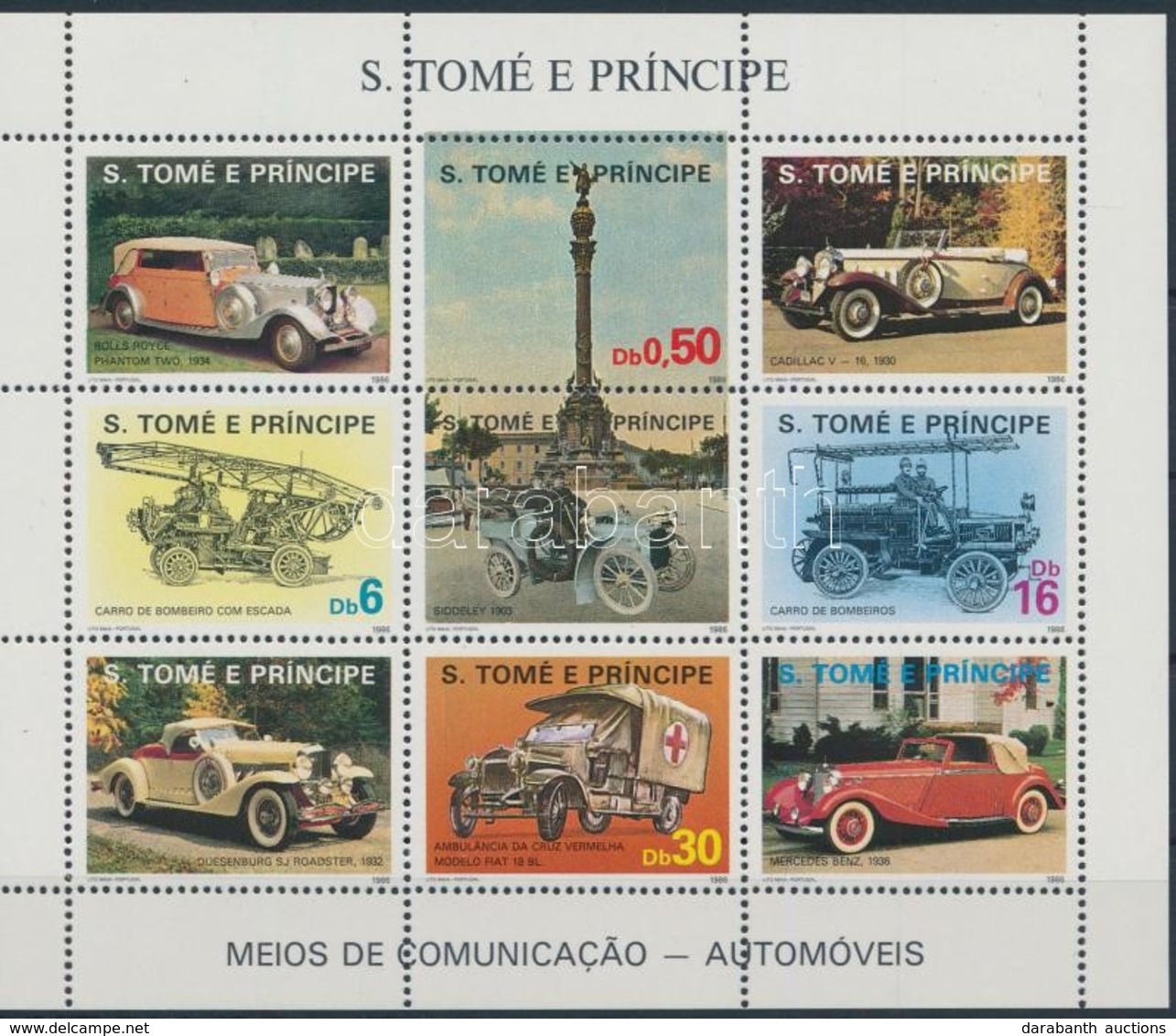 ** 1986 Autó Kisív,
Car Minisheet
Mi 967-970 - Autres & Non Classés