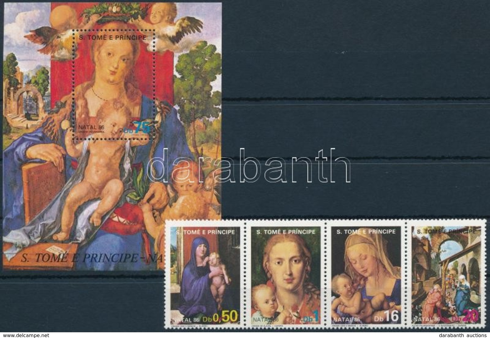 ** 1986 Karácsony Négyescsík + Blokk,
Christmas Stripe Of 4 + Block
Mi 984-987 + Mi 170 - Other & Unclassified