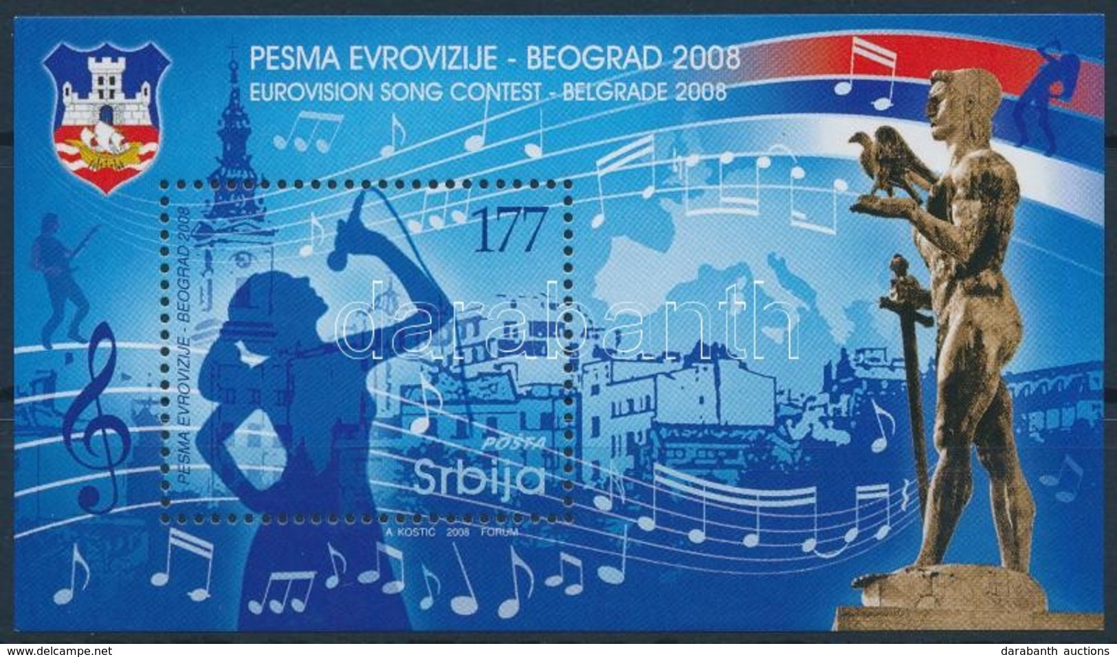 ** 2008 Eurovision Dalverseny, Belgrád Blokk,
Eurovision Song Contest, Belgrad Block
Mi 5 - Autres & Non Classés