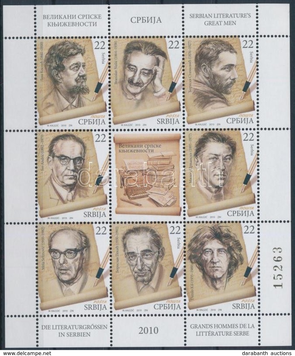 ** 2010 Írók Kisív,
Writers Mini Sheet
Mi 363-370 - Other & Unclassified