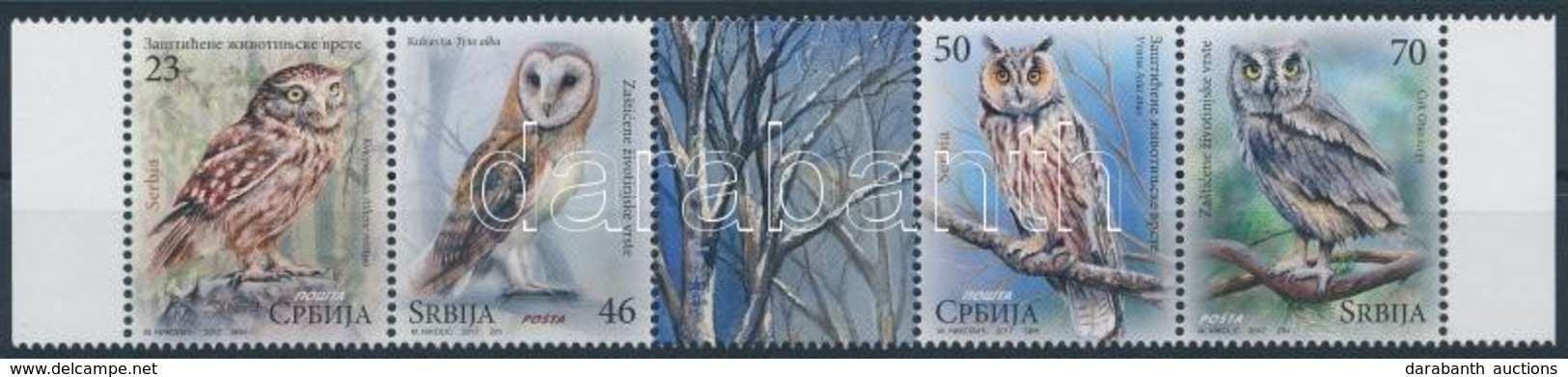 ** 2017 Baglyok Szelvények ötöscsík,
Owls Stripe Of 5 With Tab
Mi 718-721 - Autres & Non Classés