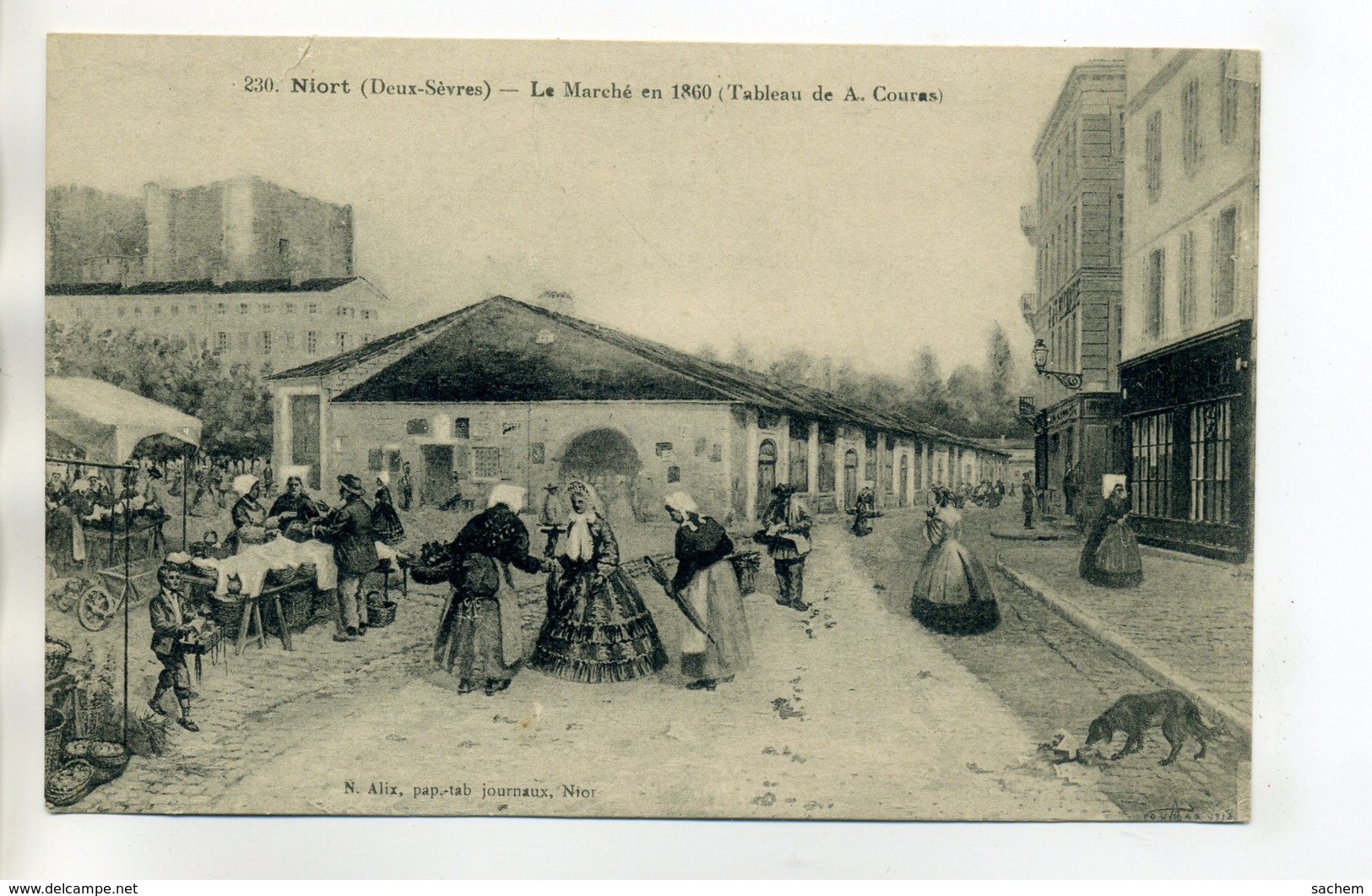 79 NIORT  Le Marché En 1860 Rue Halles  Carte Datant Vers 1920       /D07-2017 - Niort