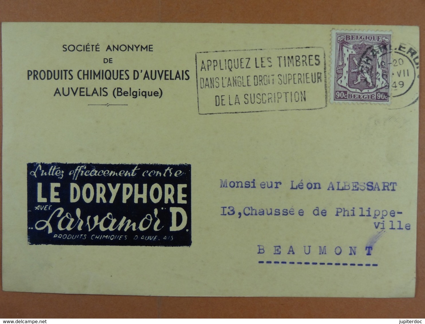 Société Anonyme Des Produirs Chimiques D'Auvelais Larvanor 1949 - Advertising