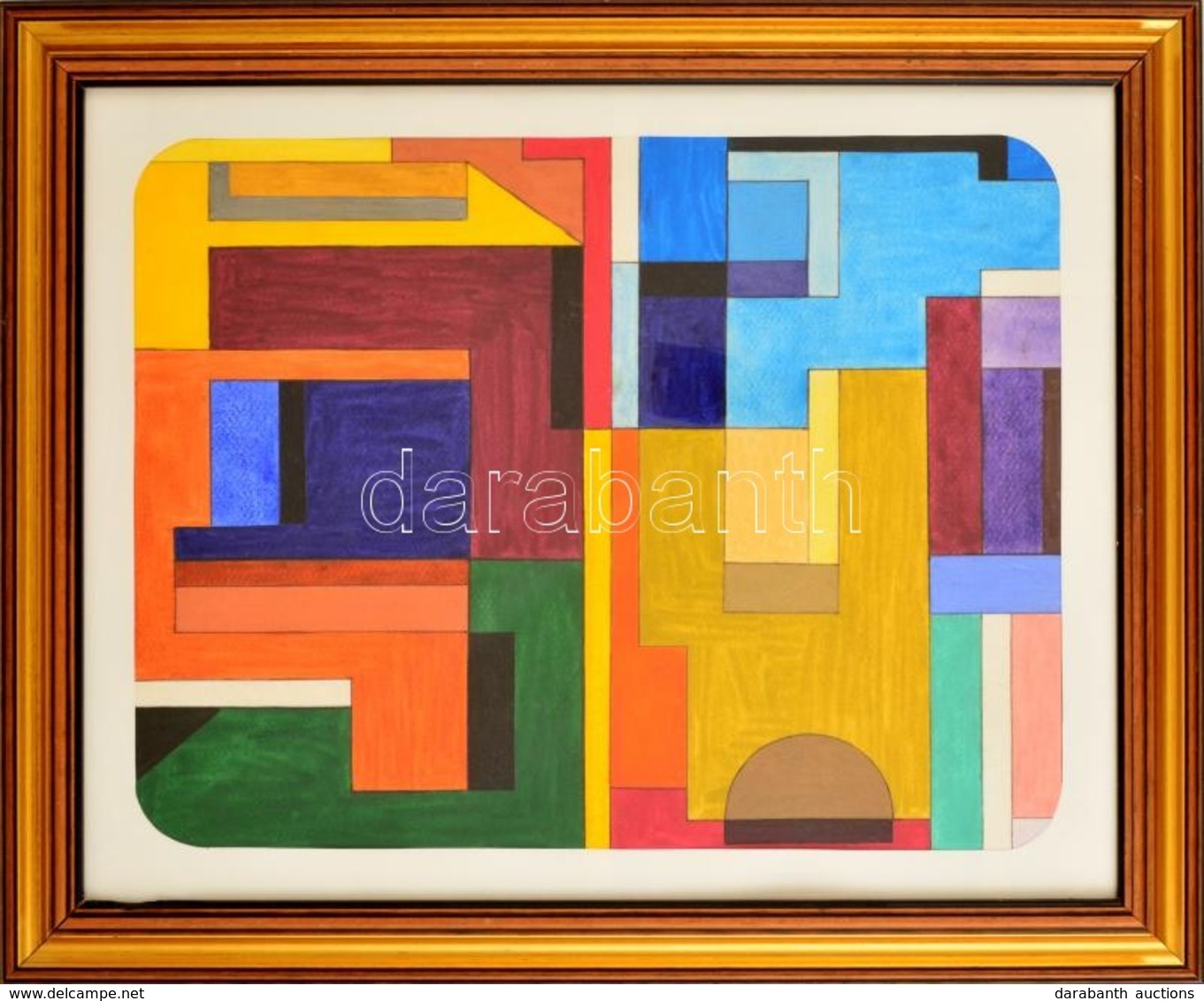 Dévényi János (1956-): Dinamikus Kompozíció. Akvarell, Papír, üvegezett Keretben, 40×50 Cm - Autres & Non Classés