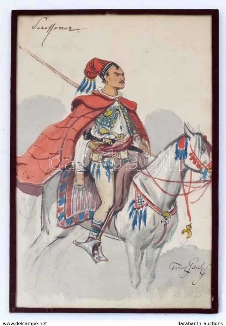 Franz Gaul (1837-1906): Balkáni Lovas. Akvarell, Papír. Jelzett. 31x21 Cm Üveglap Mögött. - Autres & Non Classés