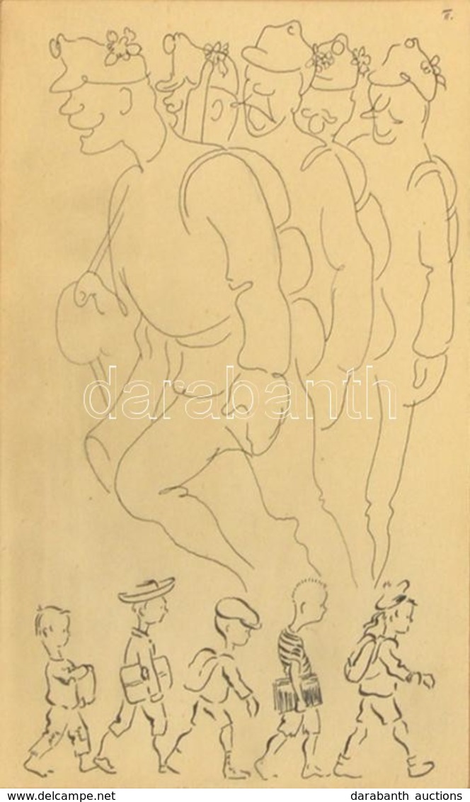 Cca 1910 TT Jelzéssel: Az Ifjak álma. Tus, Papír, üvegezett Keretben, 17×11 Cm - Sonstige & Ohne Zuordnung
