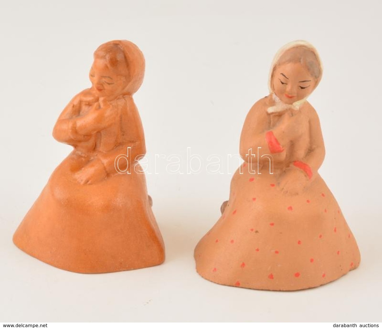 2 Db Jelzés Nélküli Kerámia Figura M:10 Cm - Autres & Non Classés