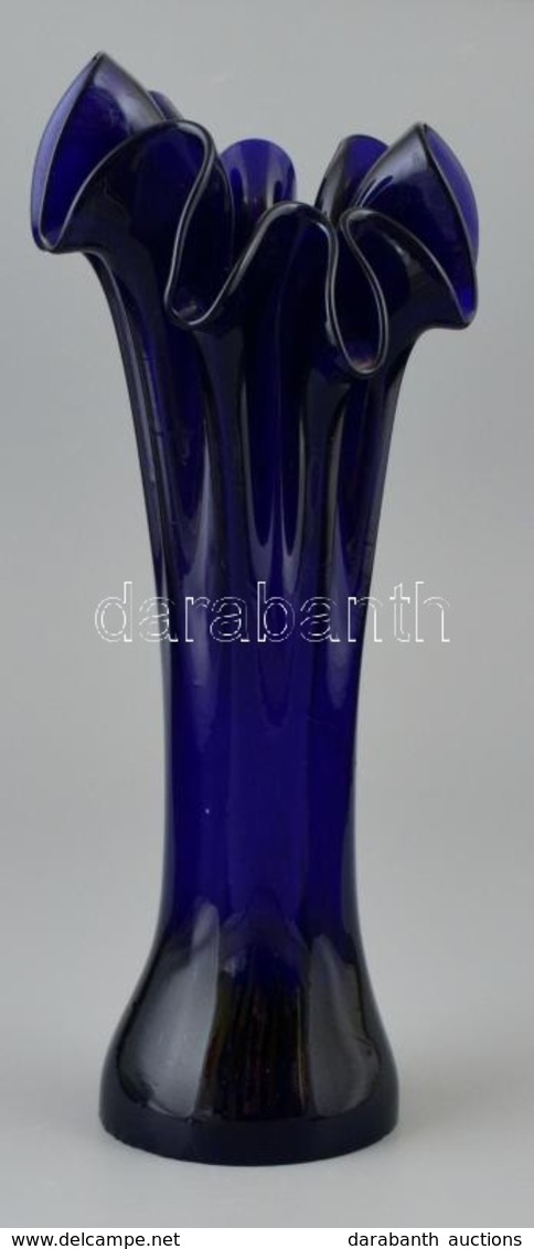Fújt Váza,jelzés Nélkül, Alján Csorbákkal, M: 29 Cm - Verre & Cristal
