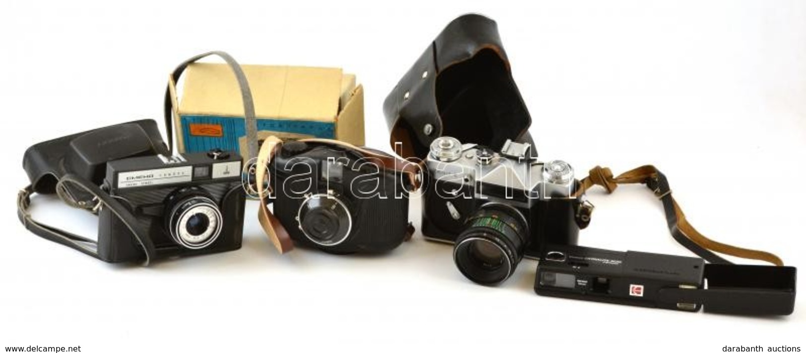 4 Db Fényképezőgép: Zenit-E Helios-44-2 Objektívvel, Skolnyik Fényképezőgép Eredeti Dobozában, Smena Symbol Fényképezőgé - Fotoapparate