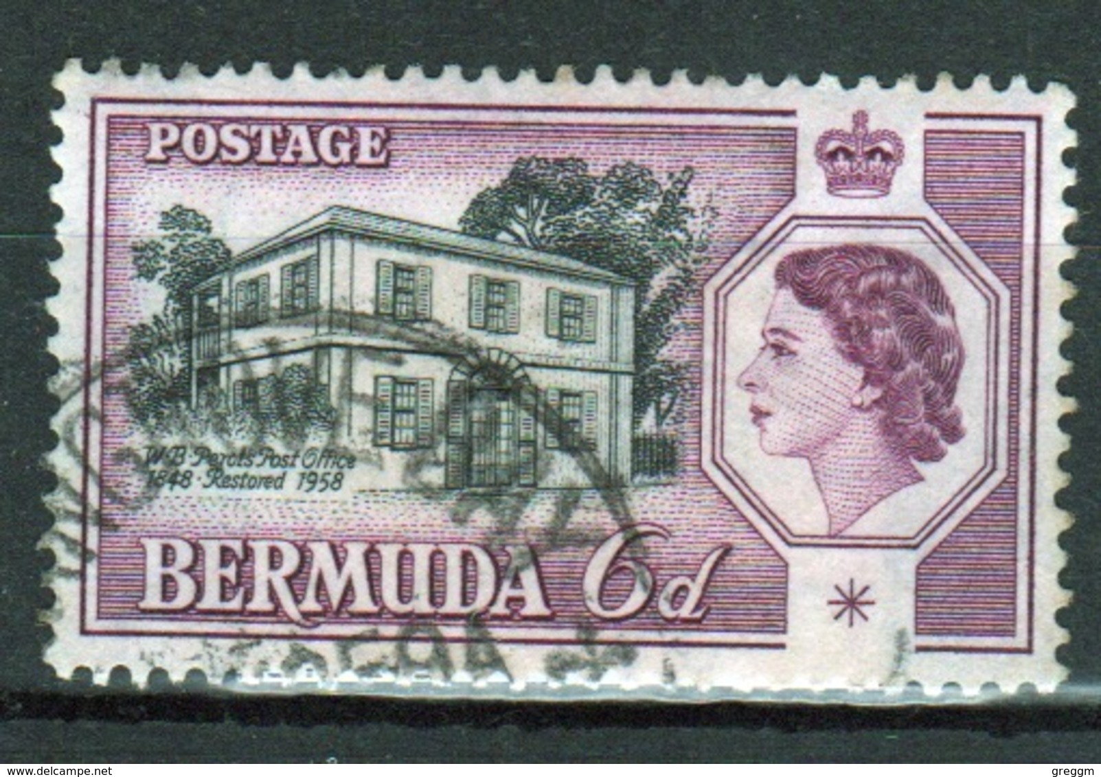 Bermuda Elizabeth II 1959 6d Showing Perot's Post Office. - Bermuda