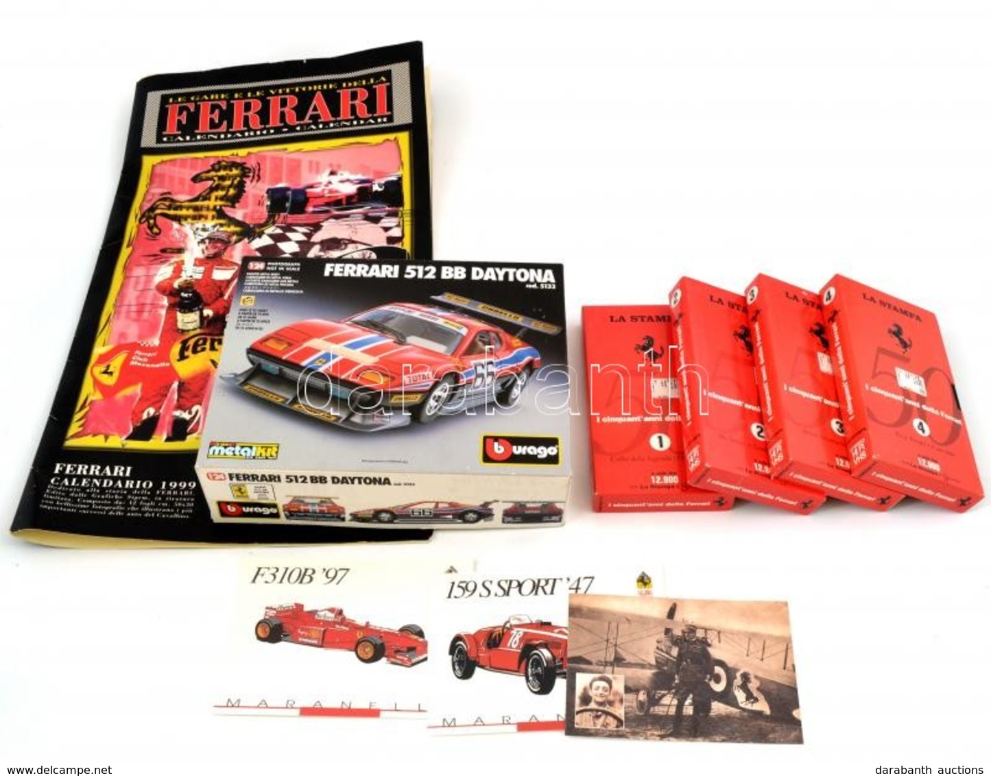 Ferrari 512 BB Daytona Autó Modell Eredeti Dobozában, 4 Db VHS, Ferrari Falinaptár + Néhány Kép - Sonstige & Ohne Zuordnung