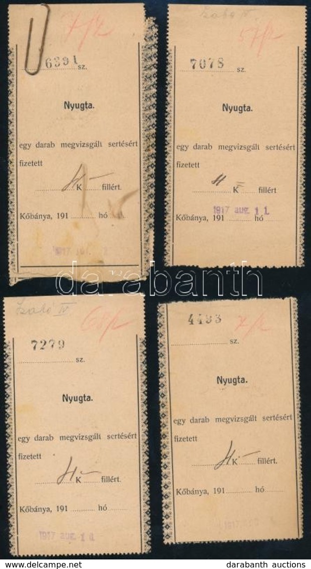 1917 Sertésvizsgálatért Fizetett Pénz Nyugtái - Unclassified
