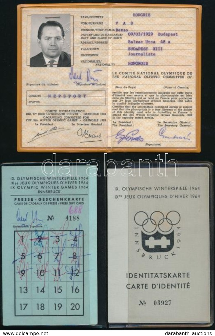 1960-1984 Téli Olimpiára Szóló Sajtóbelépők Magyar újságíró Részére 3 Db / Press Id-s For Hungarian Jurnalist For Winter - Ohne Zuordnung