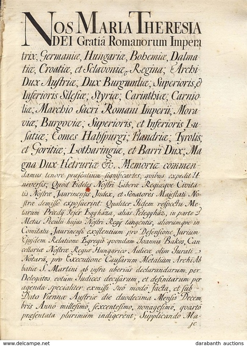 1758 Győr és Környéke Birtokviszonyi Rendeletei Mária Terézia és Batthyány László Saját Kezű Aláírásával / Regulations O - Ohne Zuordnung