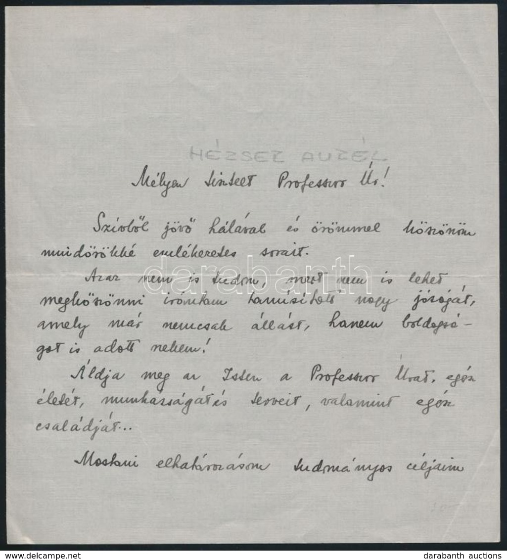 1937 D. Tóth Aurél Kézzel írt Levele Professzorához - Zonder Classificatie