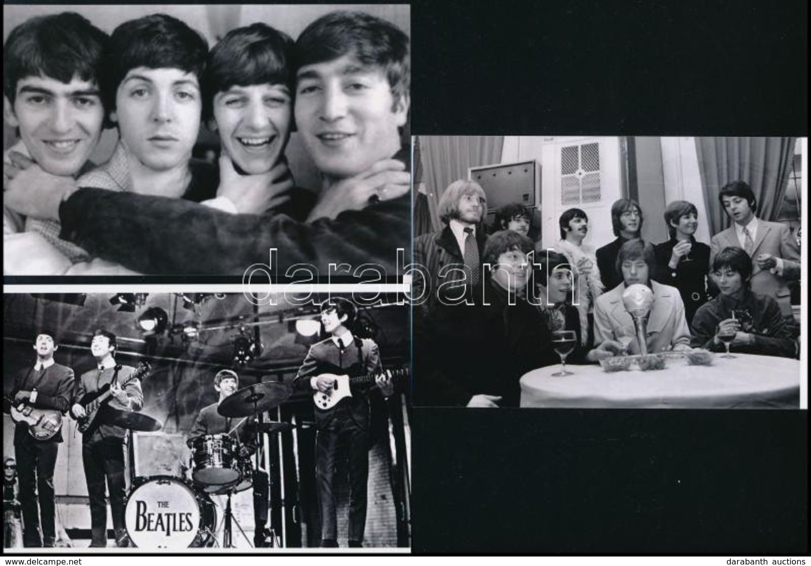 Cca 1968 Beatles Együttes, 3 Db Mai Nagyítás Fekete György (1904-1990) Budapesti Fényképész Hagyatékából, 10x15 Cm - Autres & Non Classés