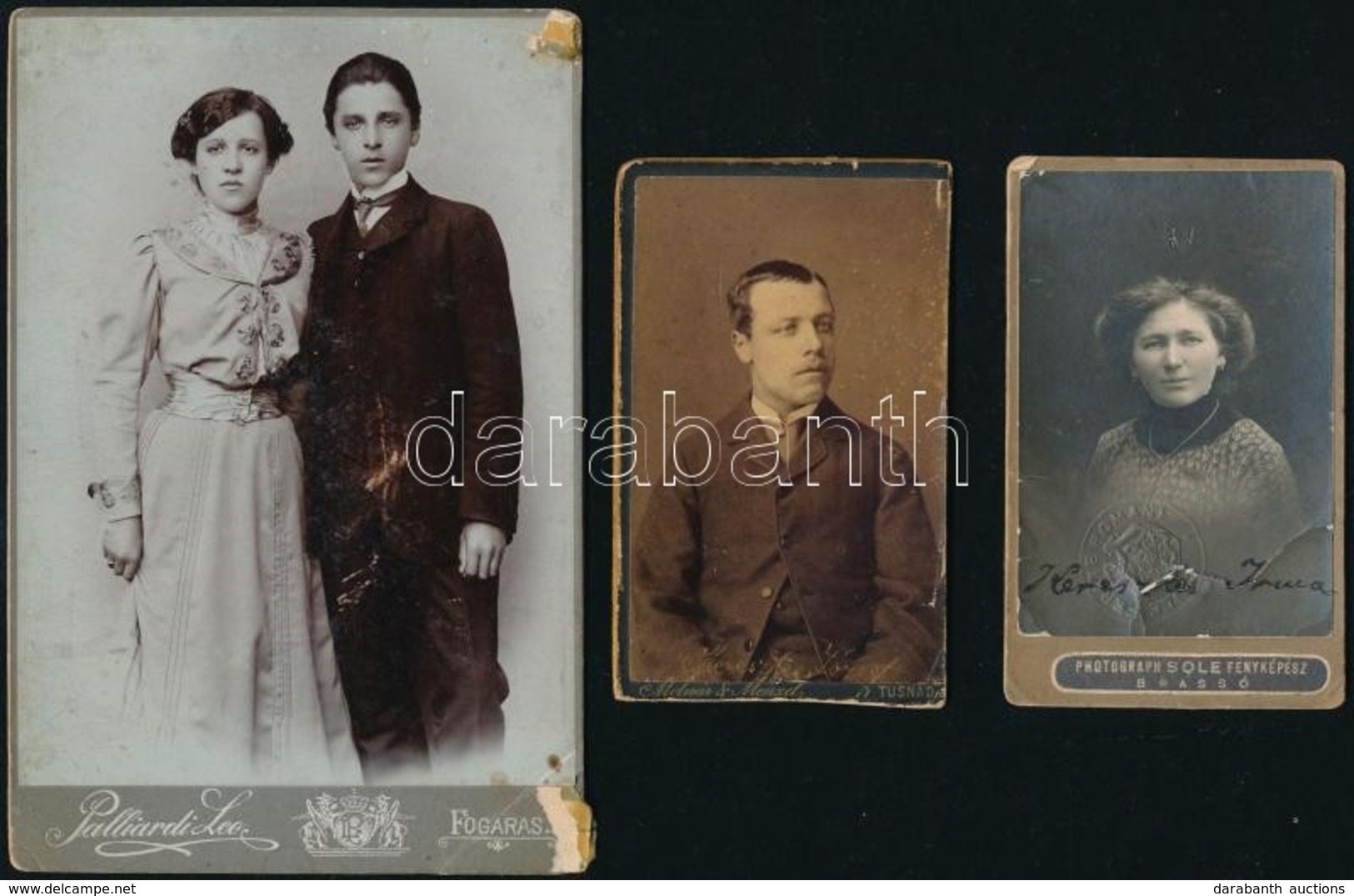 Cca 1900-1910 Keményhátú Portréfotók, Erdélyi Műtermekből (Tusnád, Fogaras, Brassó), Vegyes állapotban, 10×6 és 16×10,5  - Other & Unclassified