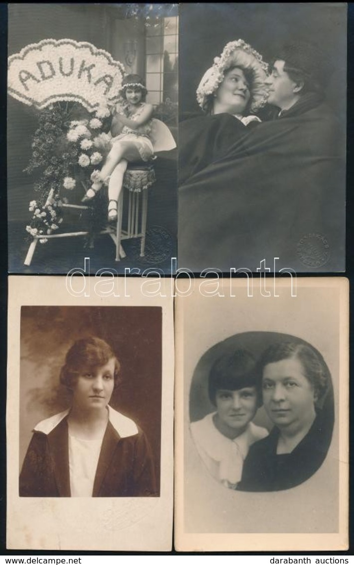 Cca 1910-1930 10 Db Vegyes, Főként Műtermi Portrékat Tartalmazó Fotólap, 13×9 Cm - Andere & Zonder Classificatie