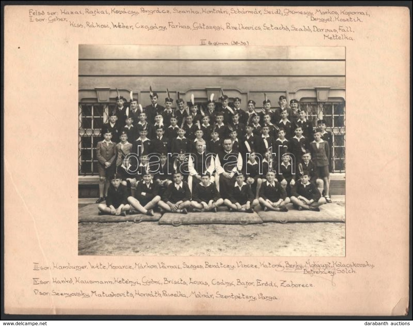 1939 Levente Ruhás Diákok Tablóképe Kartonon, Nevekkel, Ciszterci Szent Imre Gimnázium, 33x26 Cm - Autres & Non Classés