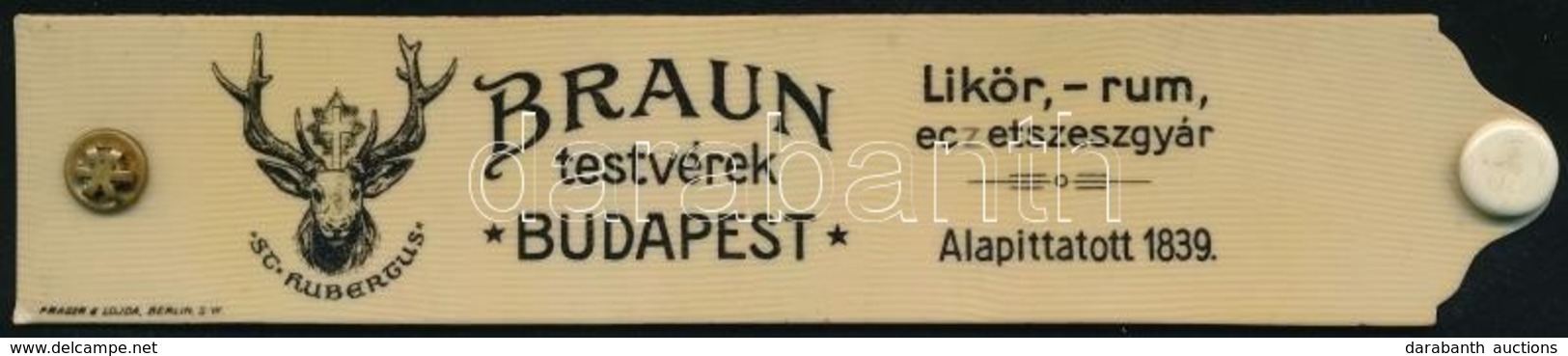 Cca 1900 Braun Testvérek Likőrgyár, St Hubertus, Festett Reklámos Bakelit Könyvjelző 18 Cm - Advertising