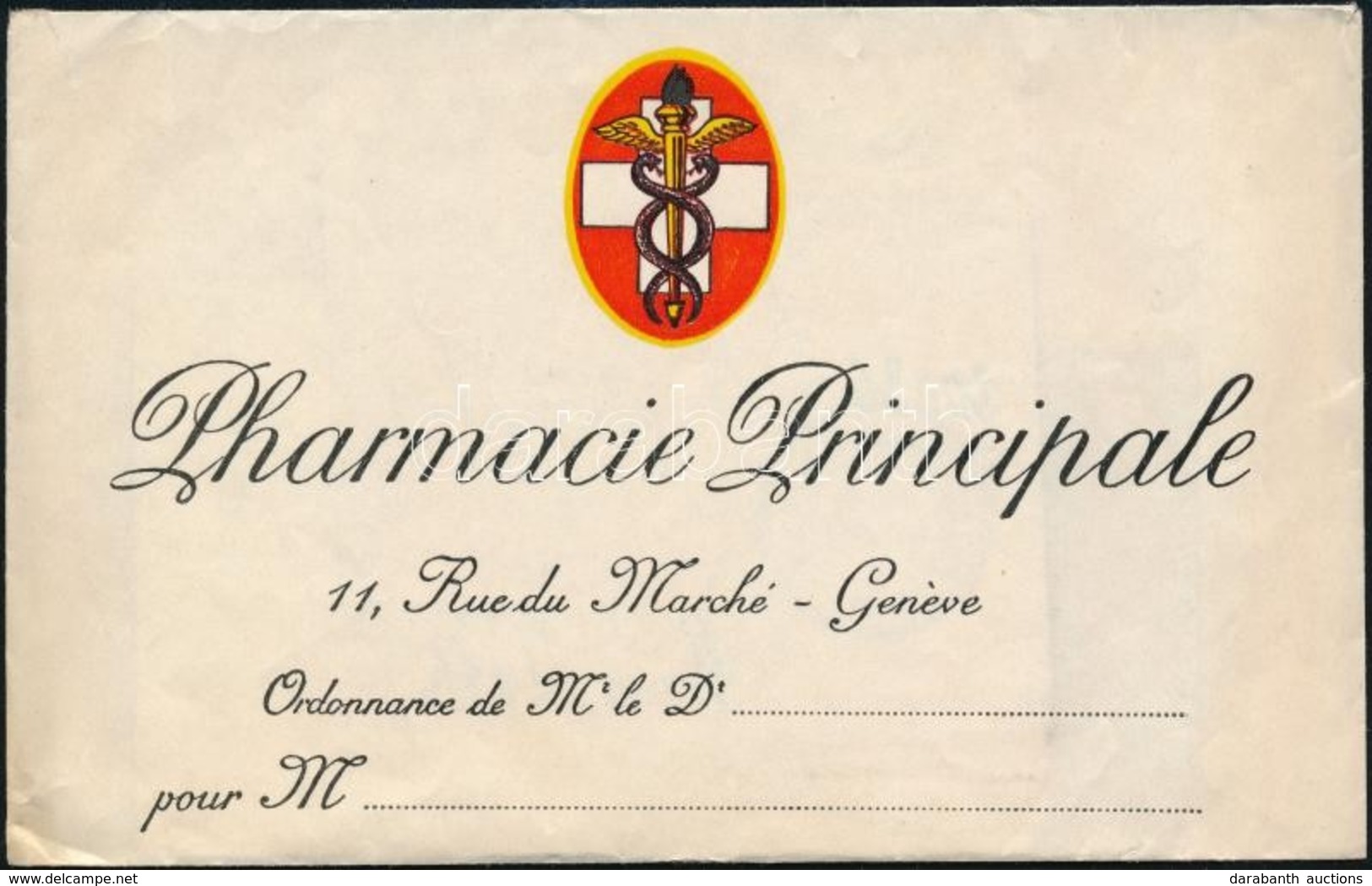 Pharmacie Principale Genéve Receptboríték - Advertising