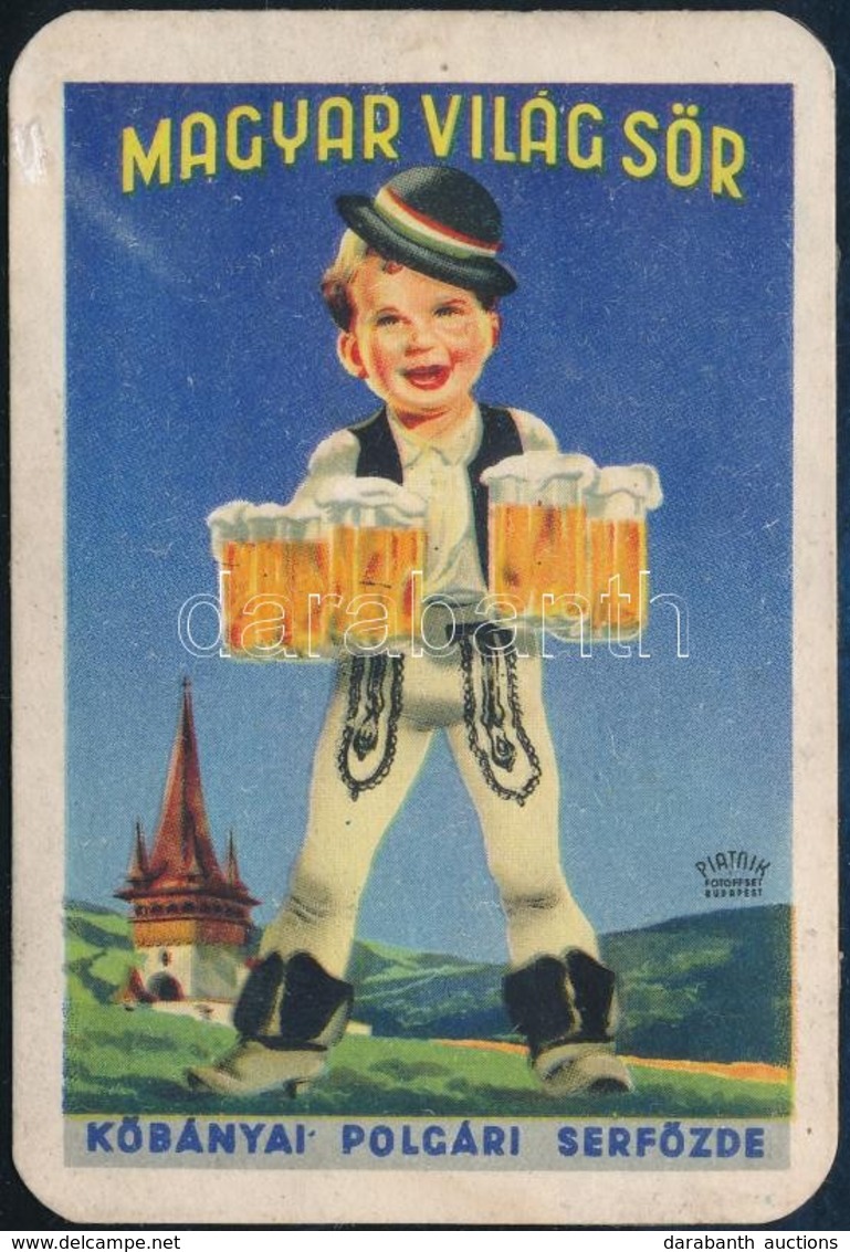 1943 Kőbányai Polgári Sörfőzde Magyar Világos Sör Kártyanaptár - Publicités