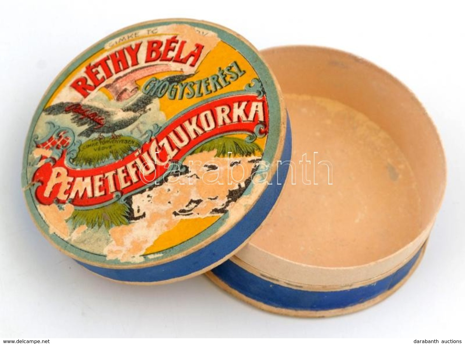 Cca 1930 Réthy Béla Gyógyszerész Pemetefű Cukorka, Sérült Papírdoboz 7,5 Cm - Advertising