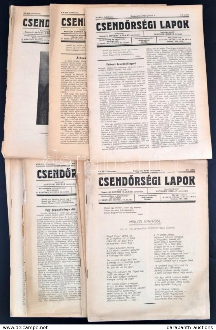 1942-1943 Csendőrségi Lapok 10 Száma (XXXII. évf. 13-14.,21-23., XXXIII. évf. 8.,10., 13.,18-19. Számok.) Szerk.: Beseny - Sonstige & Ohne Zuordnung