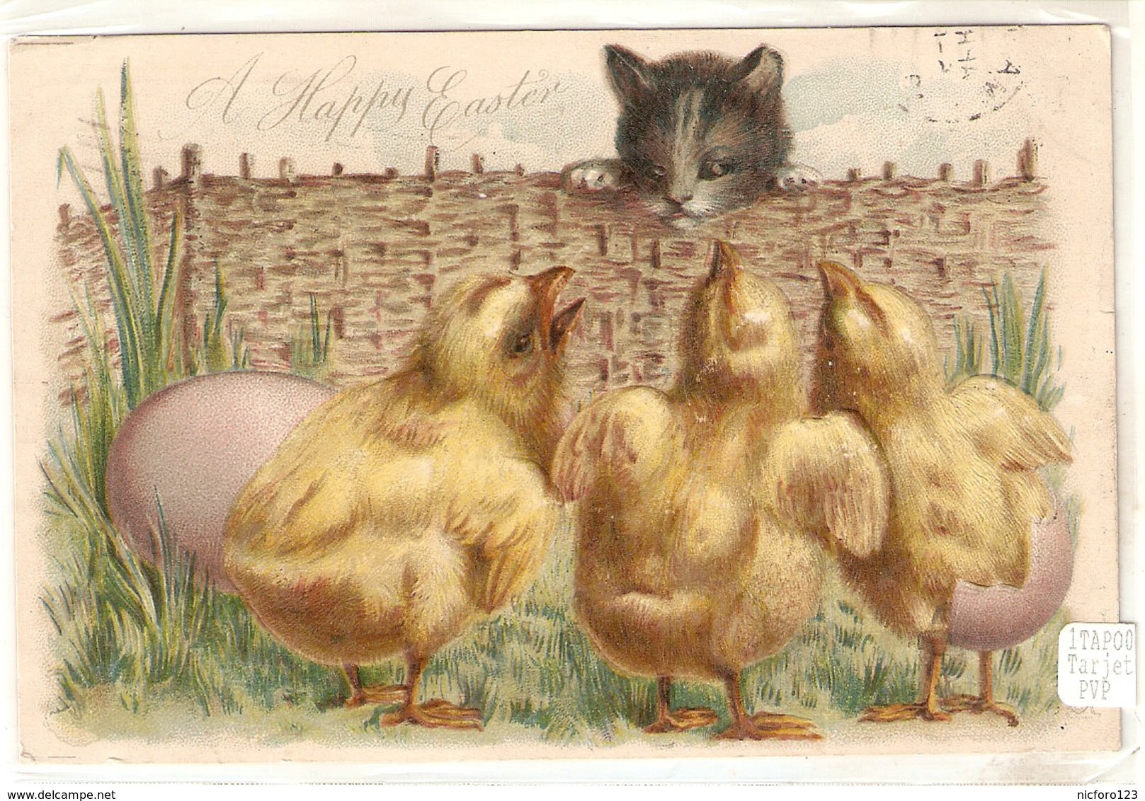 "Cat Looking At Chicks" Tuck Easter Series PC # 2814 - Tuck, Raphael