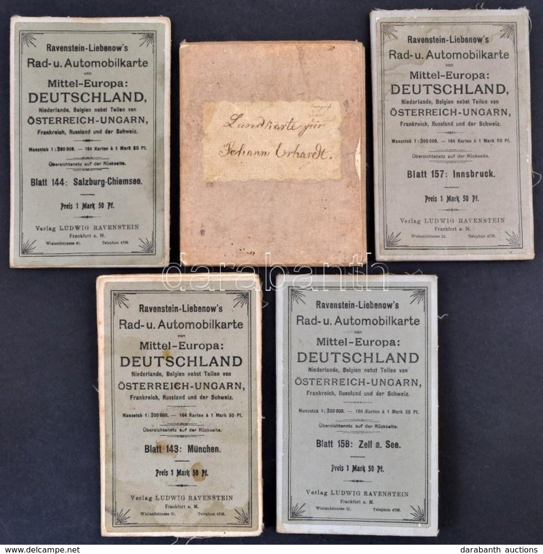 Cca 1910 5 Db Német Osztrák Autós Térkép Vásznon / 5 Automobile Maps - Sonstige & Ohne Zuordnung