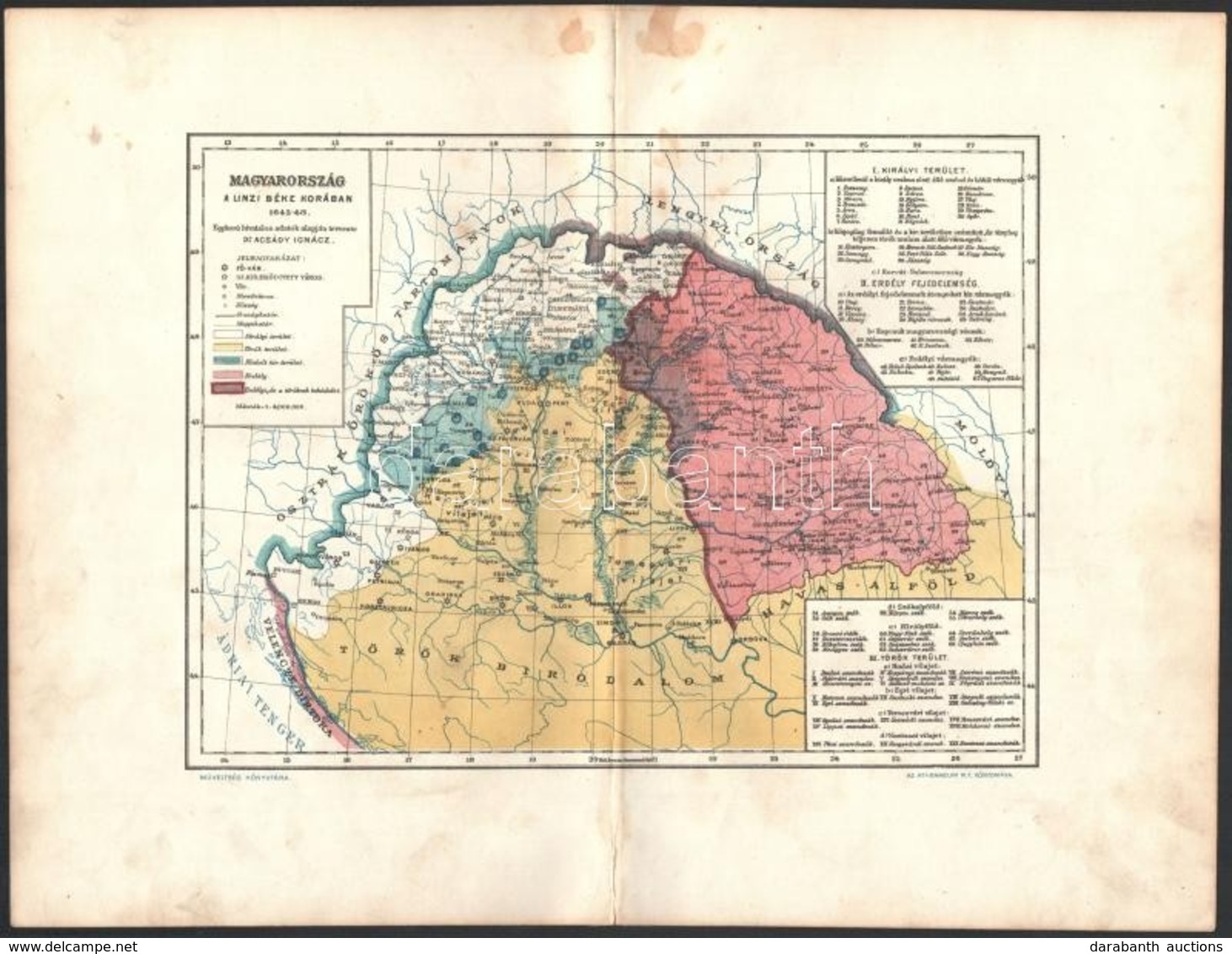 Magyarország A Linzi-béke Korában 1645-48., Tervezte: Dr. Acsády Ignác, Kiadja: Athenaeum Rt., 27×36 Cm - Other & Unclassified