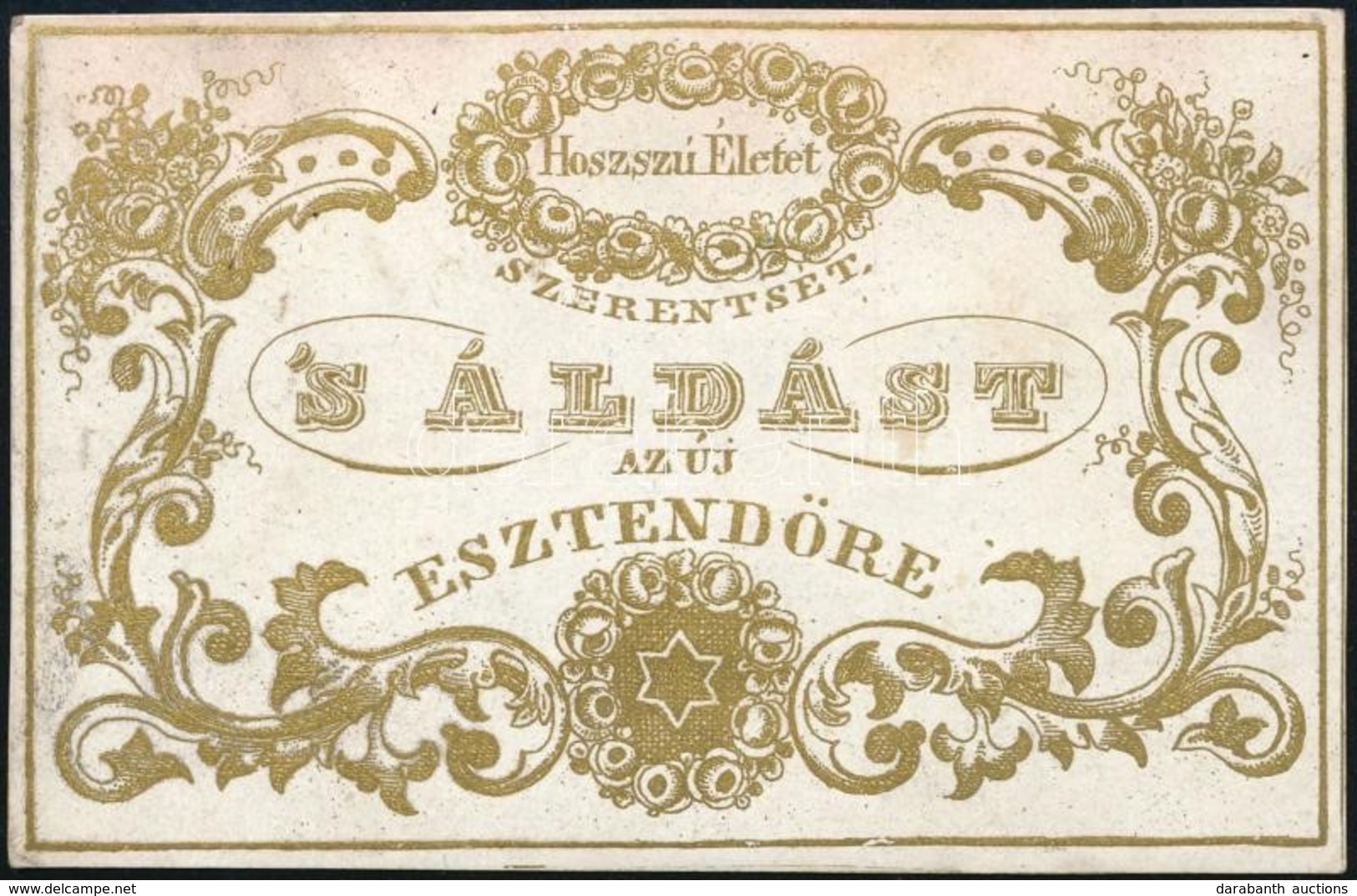 Cca 1860 Újévi áldás üdvözlőkártya 9x6 Cm - Ohne Zuordnung