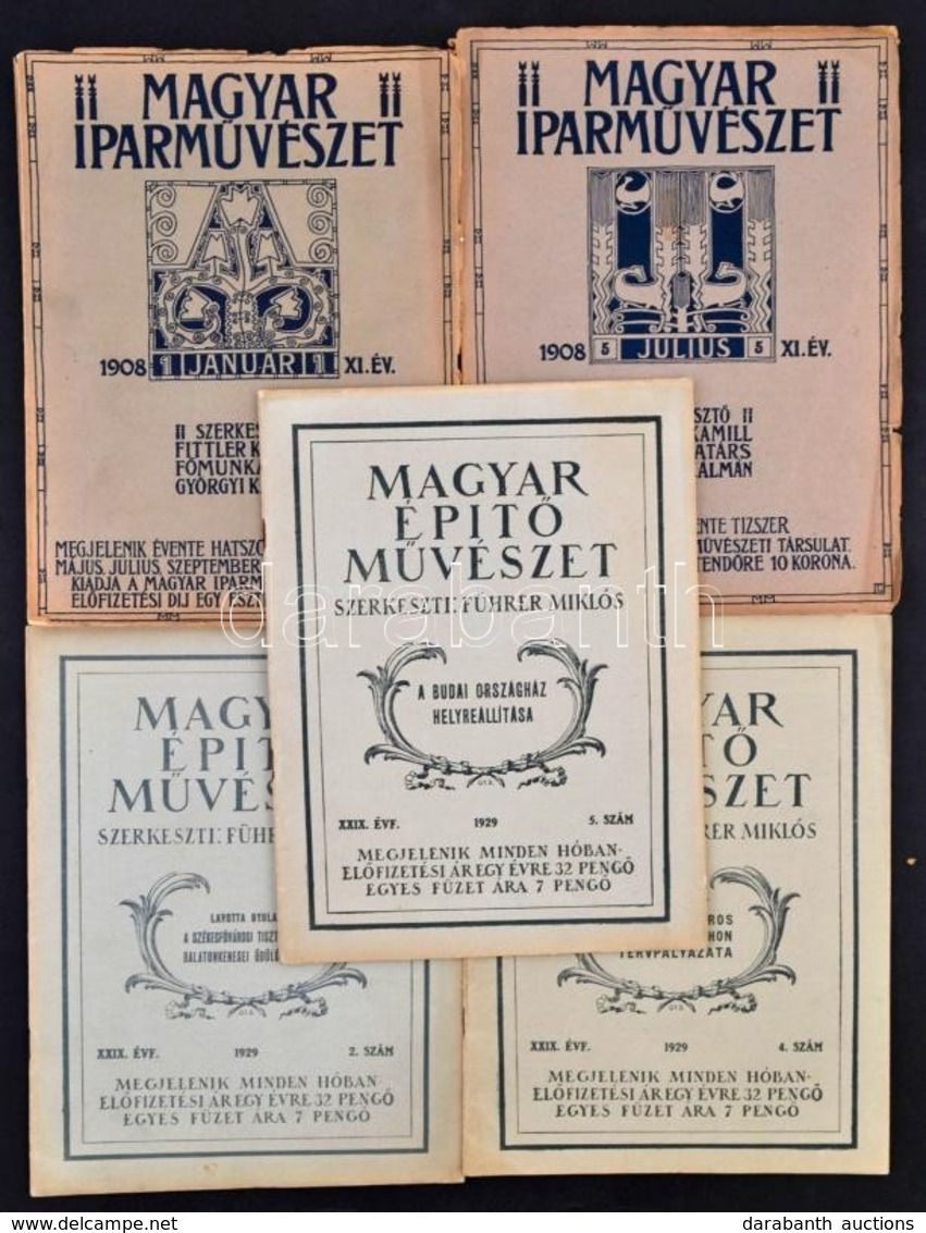 1908-1929 A Magyar Iparművészet 2 Db és A Magyar építőművészet 3 Db Lapszáma, érdekes írásokkal - Ohne Zuordnung