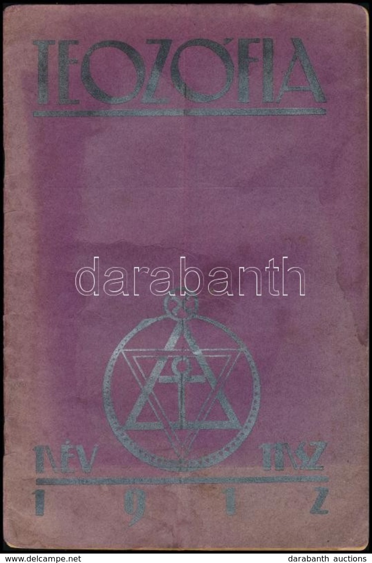 1912 Teozófia, A Magyar Teozófiai Társulat Lapja I. évfolyam 11. Szám, Szabadkőműves Kiadvány - Unclassified