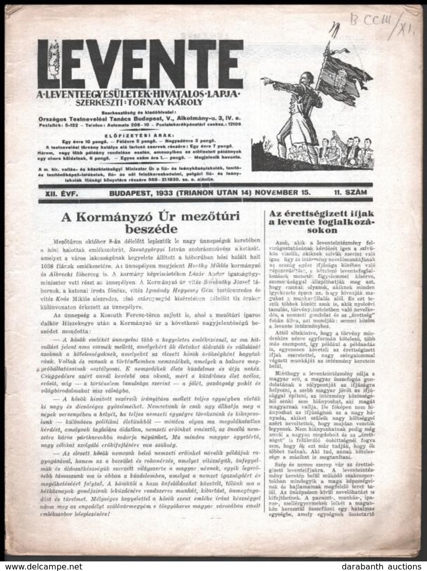 1929-1933 Levente. A Levente Egyesületek Hivatalos Lapja 2 Száma, VIII. évf. 5. Sz., XII. évf. 11. Sz. - Ohne Zuordnung