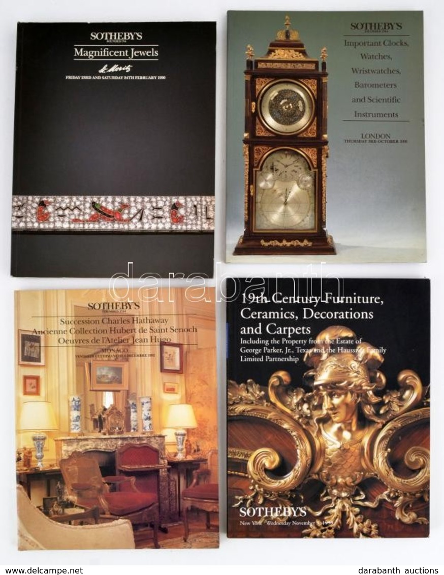 1990-1999 4 Db Sotheby Katalógus:
Sotheby's Magnificent Jewels & Moritz. 1990.; Important Clocks, Watches, Wristwatches, - Non Classés