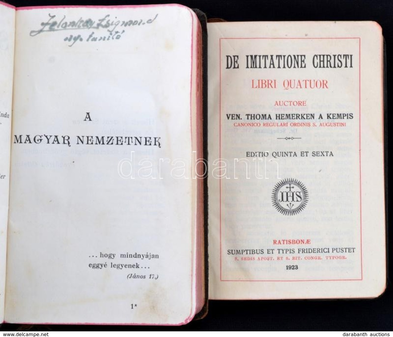 2 Db Vallási Könyv: Kempis, Thomas A: De Imitatione Christi Libri Quatuor. Regensburg, 1923, Friedrich Pustet. Vászonköt - Unclassified